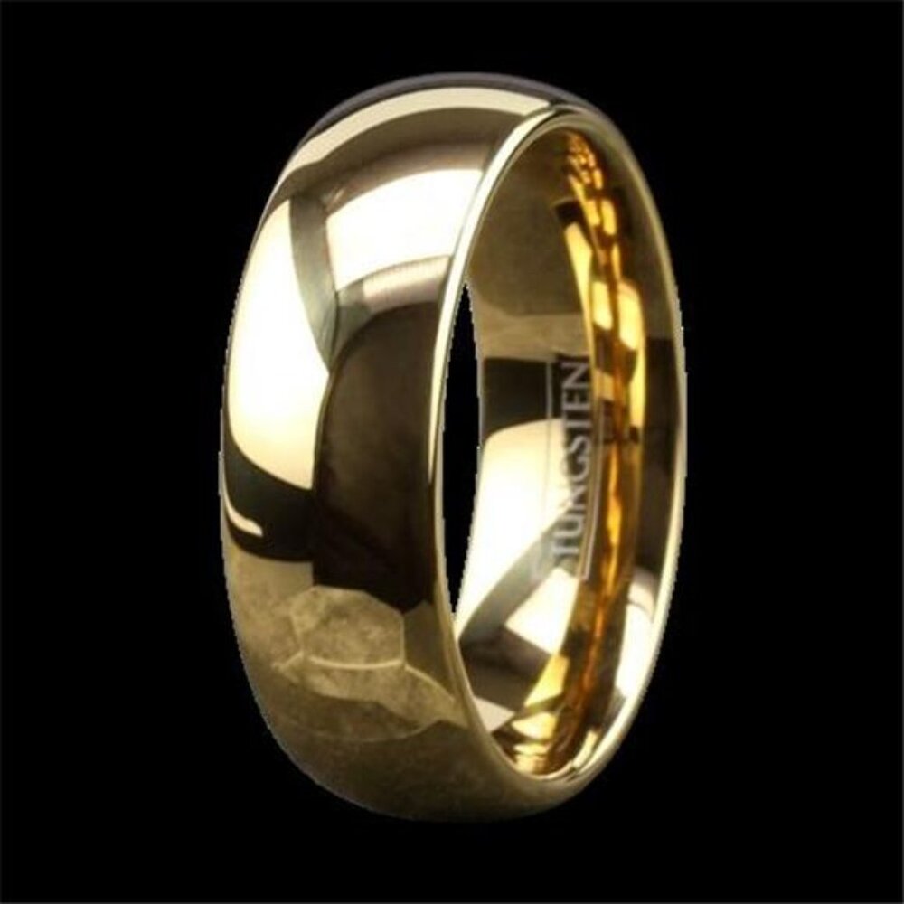 Men's Wedding Band Rings - Gold Polished Classic Wedding Rings 8mm